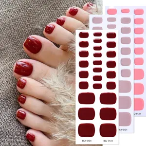 Strisce per Unghie dei Piedi in Gel Semi-Polimerizzato Tinta Unita Adesivi per Unghie UV Involucri per Pedicure Donna