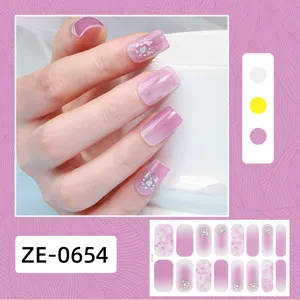 Set di adesivi per unghie 3D marmo rosa glitterato pellicole per smalto eleganti
