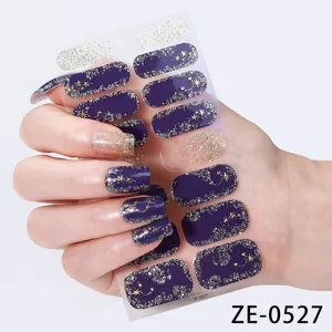16 Pcs Adesivi per Unghie Notte Stellata Glitter Oro Stelle Luna Strisce Smalto Gel 3D