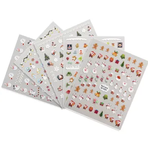 5D Embossed Christmas Nail Art Stickers Decals Santa Snowman Snowflake Winter Holiday DIY Nail Design Decorations