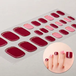 Strisce per unghie dei piedi in gel UV semi-polimerizzato rosa francese glitter estate