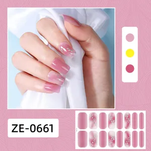 Adesivi per unghie glitterati con sfumatura rosa 3D lucidi per manicure affascinante ed elegante