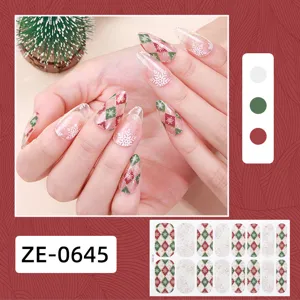 Adesivi per unghie fiocco di neve natalizio lamina d'oro rombo strisce per manicure complete