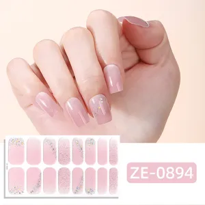 Adesivi per unghie con glitter rosa sfumato 3D wrap adesivi nail art per donne eleganti