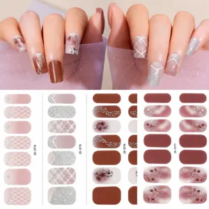3D sfumatura plaid adesivi per unghie gel smalto semi-trasparente nail art decalcomanie