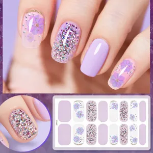 Strisce di Smalto per Unghie Glitterate con Fiocco di Neve Sfumato 3D Adesivi per Nail Art Adesivi per Manicure per Donne
