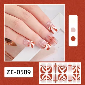 Weihnachten Nagelsticker 16 Spitzen rot weiß Schneeflocke Nagelfolie Maniküre Aufkleber