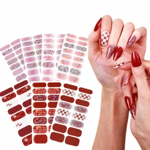Adesivi per unghie marroni glitterati a quadretti decalcomanie manicure fai da te.