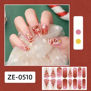 Weihnachten Nagelaufkleber Gradient Rot Schneeflocke Nagelwraps Maniküre Kunst Dekore