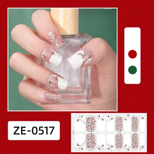 Weihnachten 16 Spitzen Nagelaufkleber heiß geprägt Gold Schneeflocke Feiertag Nagelkunst