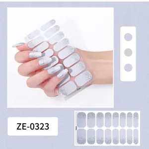Grijs zilver glitter verloop nagelstickers, volledige dekking zelfklevende nagelkunst.