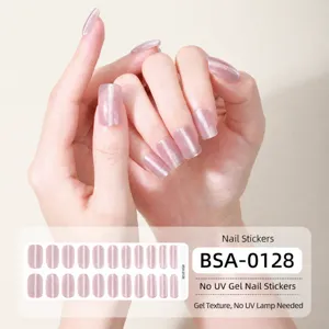 Adesivi per unghie in gel rosa occhi di gatto unghie finte senza luce UV set DIY