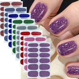 Sparkly glitter nail art stickers colorful manicure wraps for women girls daily decoration