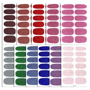 Glitter nail stickers full wrap waterproof colorful nail art decals for women girls cute style