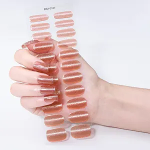 Adesivi per unghie in gel occhio di gatto oro rosa fai da te glitter manicure chic