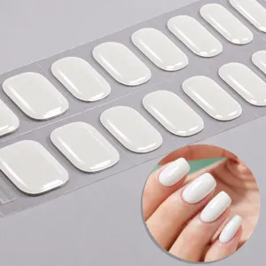Αυτοκόλλητα νυχιών gel UV ημι-σκληρυμένα λευκό συμπαγές λωρίδες για εύκολο μανικιούρ