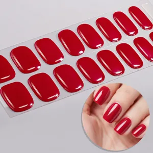 Αυτοκόλλητα νυχιών gel UV ημι-σκληρυμένα μονόχρωμα γυαλιστερά κόκκινα για μανικιούρ