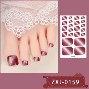 Gradient cat eye toenail stickers waterproof sparkly toe nail wraps detail view