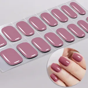 Αυτοκόλλητα νυχιών ημισκληρυμένα UV gel, ροζ μωβ περιτύλιγμα νυχιών, γρήγορη σκλήρυνση.