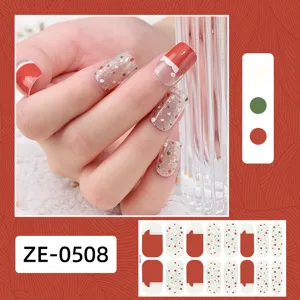 Weihnachten Nagelsticker Folien mit roten weißen Punkten und festlichem Design für Damen.