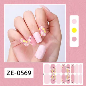 Pegatinas de uñas florales rosas y calcomanías adhesivas de nail art para uso diario.