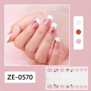 Pegatinas de uñas de mariposa francesa rosa uñas postizas accesorios de manicura arte