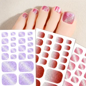 Gradient Glitter Cat Eye Toe Nail Stickers Waterproof Shimmer Foot Nail Wraps Main