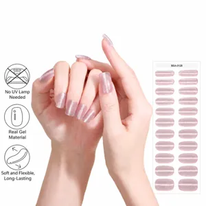 Adesivi per unghie in gel occhio di gatto rosa finte unghie impermeabili manicure.