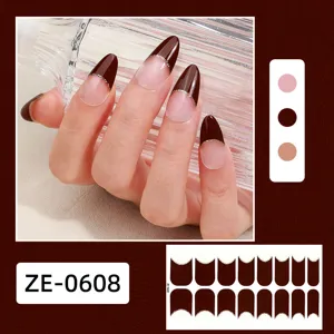 French brown glitter nail wraps stylish solid color gel nail polish stickers for women.