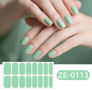 Strisce di smalto per unghie verde solido adesivi impermeabili per nail art set