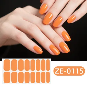 Strisce per unghie monocolore arancione 16 pz adesivi nail art impermeabili vista dettaglio
