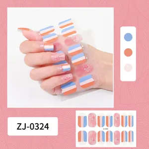 Adesivi per unghie arcobaleno cuore copertura totale manicure con strisce colorate vivaci