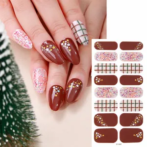Adesivi per Unghie di Natale Fiocco di Neve Glitter Smalto per Unghie Avvolgere Decalcomanie Decorazioni d'Arte per Donne