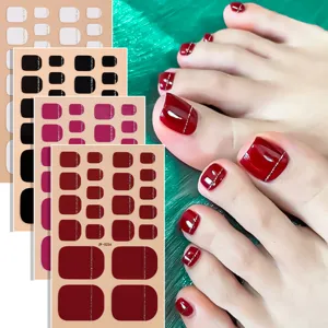Nail Wraps Metallic Glitter Line Toe Nail Art Stickers Full Coverage Self Adhesive Waterproof Nail Decals Pedicure Supplies