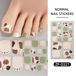 Nuovi adesivi per unghie dei piedi estivi con pois geometrici astratti e linee dorate per ragazze.