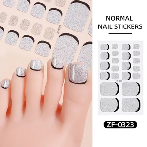 Adesivi per unghie dei piedi glitterati estivi simpatici adesivi argentati per pedicure donna