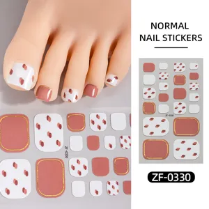 Adesivi per unghie dei piedi a pois estivi carini con dettagli in foglia oro per donne.