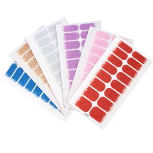 Gradient glitter nail wrap stickers, colorful adhesive nail art decals for easy DIY manicure.
