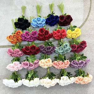 Künstliche 9-Kopf Rosen Sträuße künstliche Blumen für Hochzeit Party Haus Hotel Dekor