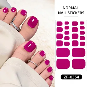 Effen kleur teen nagel stickers glanzende voet gel polish wraps pedicure accessoires
