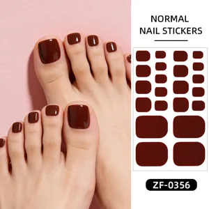 Effen donkerbruine teennagelstickers gel nagellak wraps voor dames zomer mode pedicure.