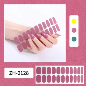 Pegatinas de uñas rosa malva color liso 22 tiras de esmalte para manicura de mujeres bellas