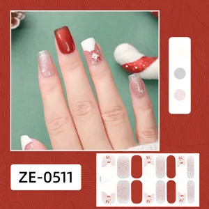 Weihnacht Nagelaufkleber Feiertag Nail Art Wraps glänzender Glitzer roter Rentier Design Aufkleber