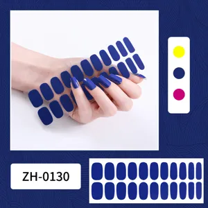 Conjunto de pegatinas de uñas azules sólidas para manicura DIY fácil en casa belleza