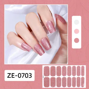 Ensemble de vernis a ongles paillete rose 16 conseils autocollants de manucure elegante