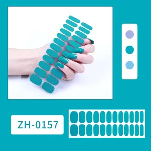 Pegatinas de uñas de color sólido cian tiras de manicura bricolaje belleza moda pro