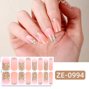 Set de pegatinas de uñas con purpurina rosa degradado para manicura DIY y bonito nail art