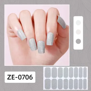 Ensemble d'autocollants d'art d'ongles argentés scintillants, 16 bandes de manucure brillantes.
