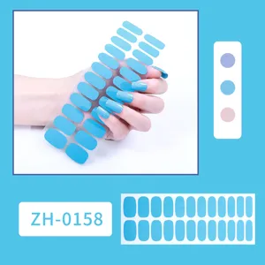 Pegatinas de unas azules solidas 22 puntas manicura stickers para mujeres uso diario