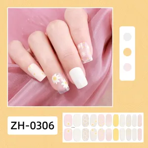 Adesivi per unghie margherita, 22 punte adesive per manicure a copertura completa donne